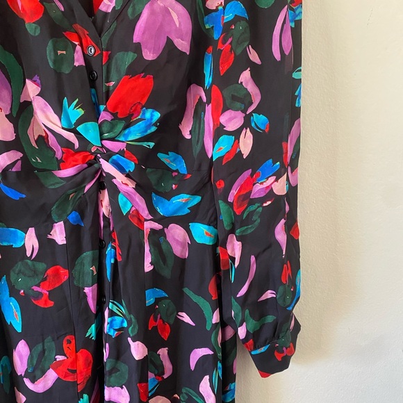 ✨ Parker Cora Silk Blend Multicolor Floral Print Long Sleeve Midi Dress ✨ - Picture 11 of 16